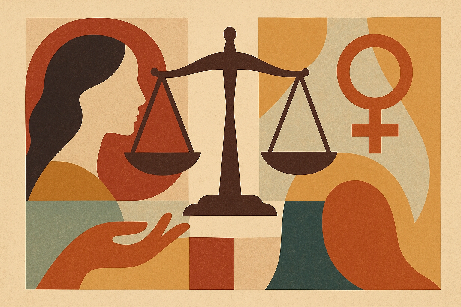 تصویر نمادین عدالت و حقوق زنان