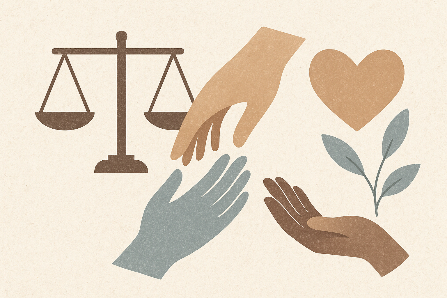 تصویر نمادین عدالت و حمایت از قربانیان