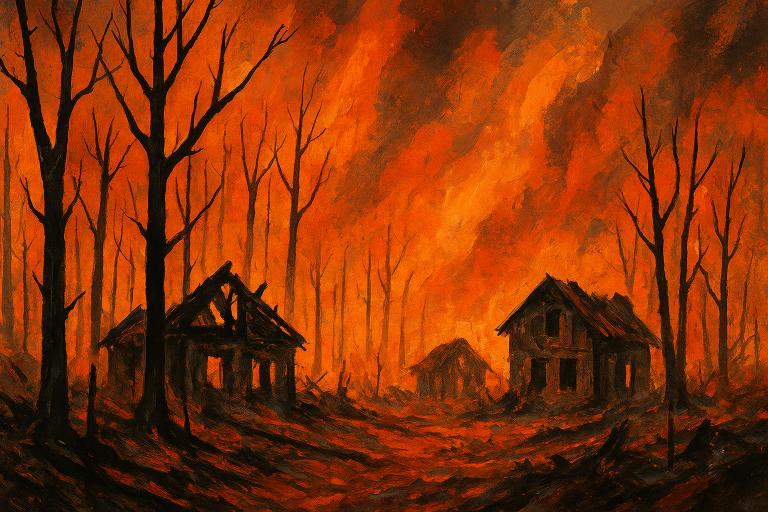 منظره‌ای از جنگل سوخته پس از آتش‌سوزی