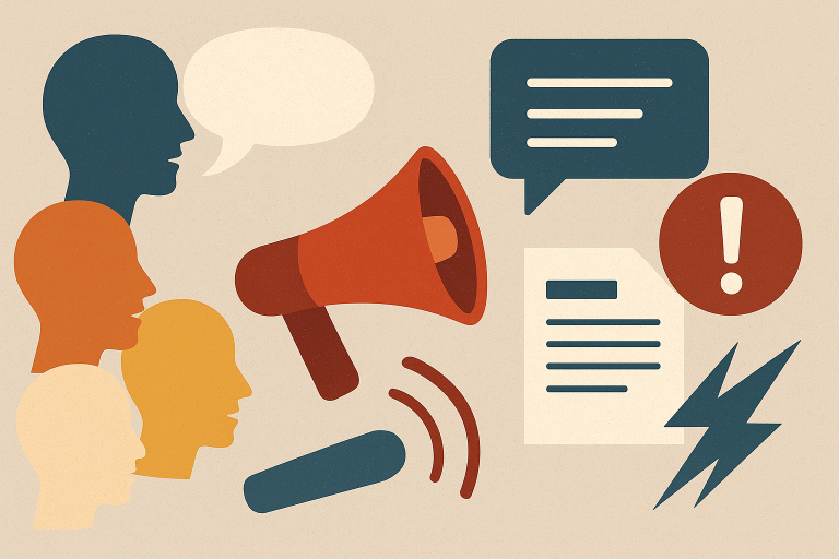 تصویر مفهومی نمایش تفاوت دیدگاه‌ها درباره اعتراضات