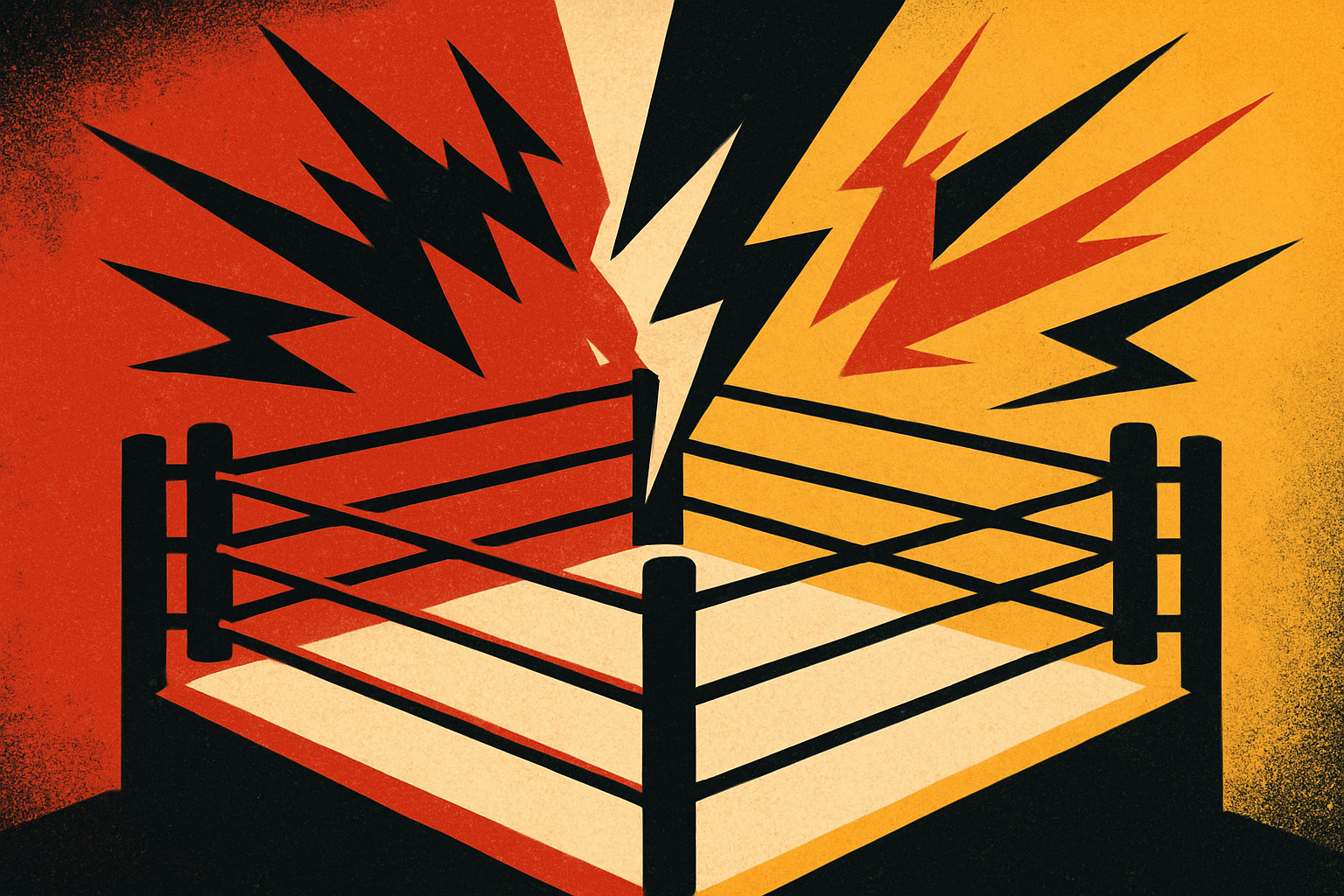 تصویری مفهومی از مبارزه بوکس با تمرکز بر تنش و هیجان