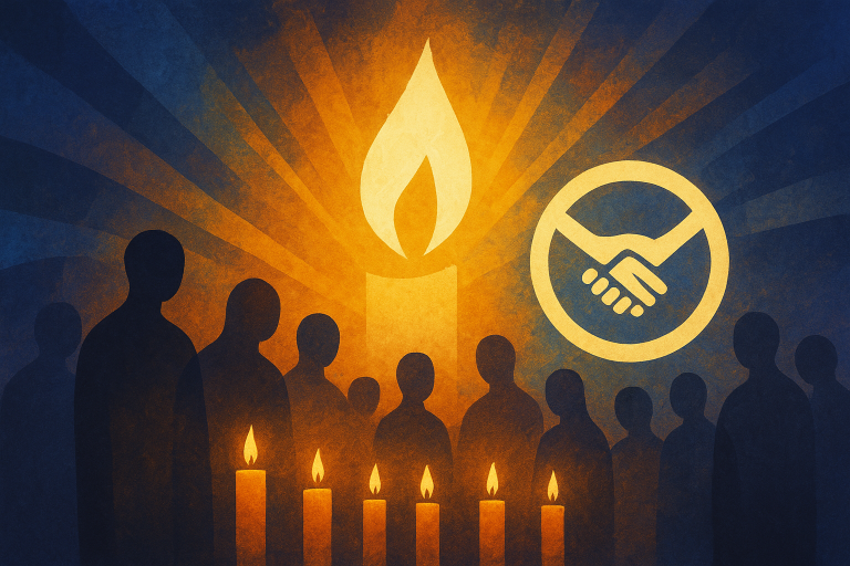 مراسم یادبود با شمع‌های روشن