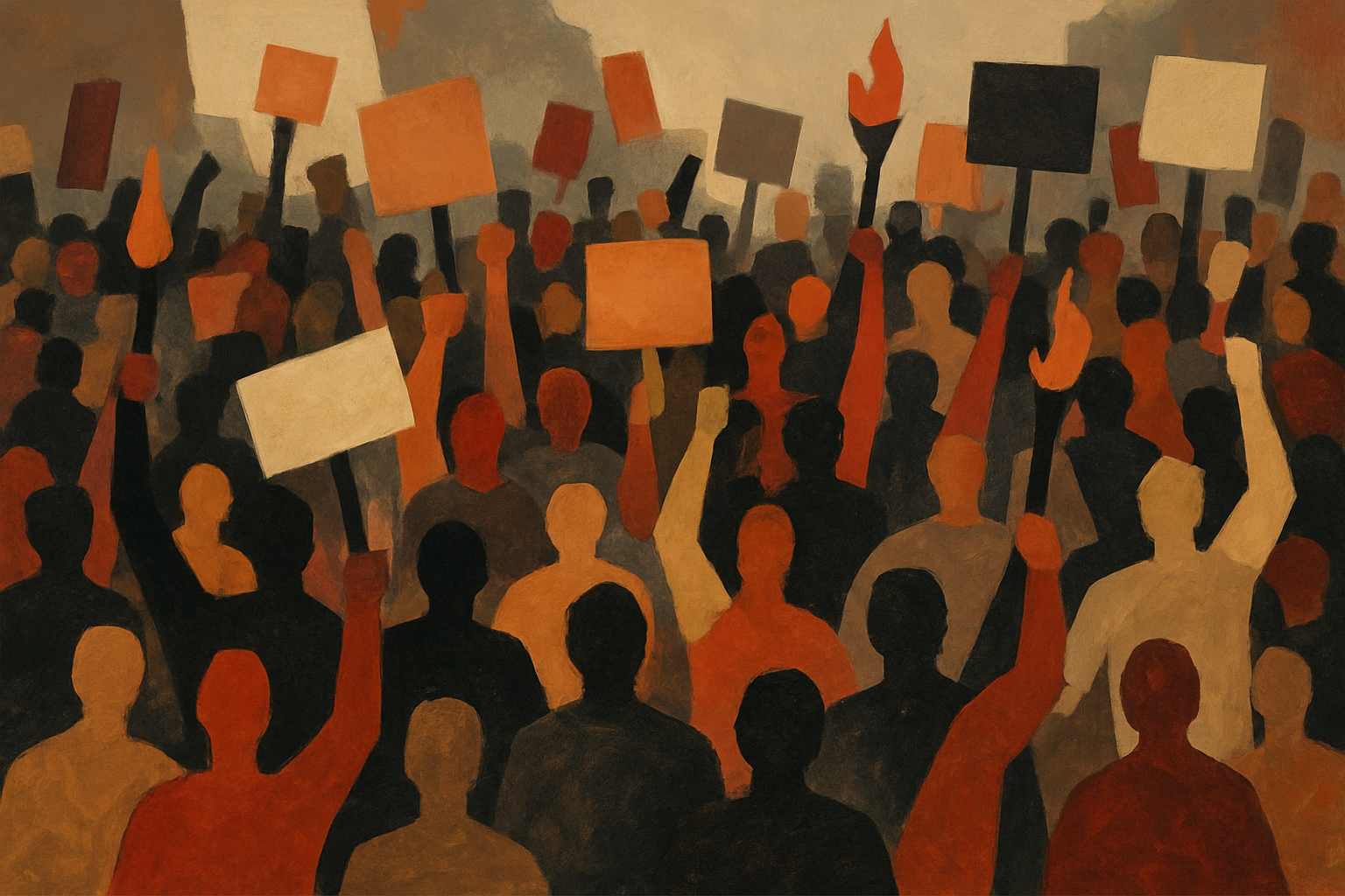 تصویر نمادین اعتراضات خیابانی با حضور جمعیت