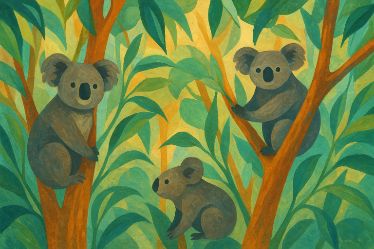 کوالا روی شاخه درخت اکالیپتوس