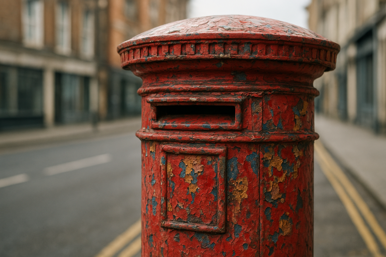 صندوق پستی تاریخی قرمز رنگ در خیابان