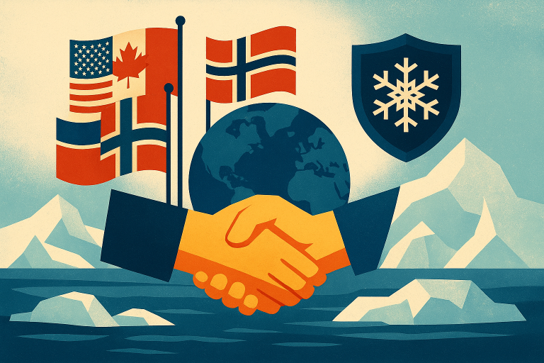 پرچم کشورهای اروپایی کنار پرچم ناتو