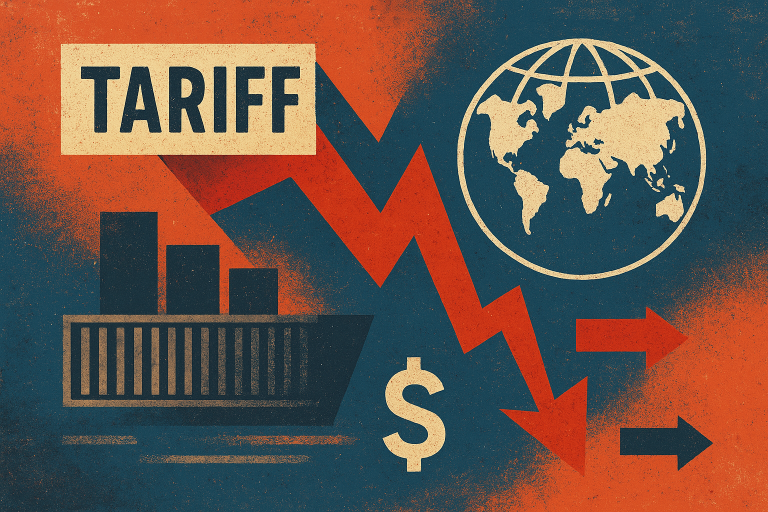 تصویر نمادین تجارت بین‌المللی با نمادهای گمرکی