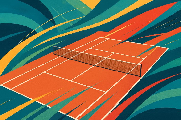 تصویری نمادین از ورزش تنیس با زمینه‌ای انتزاعی