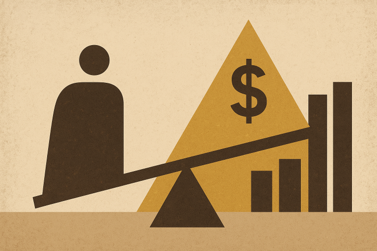تصویری انتزاعی مرتبط با نابرابری اقتصادی و تمرکز ثروت