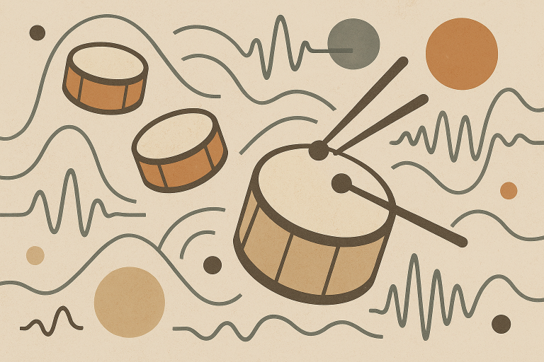 تصویر نمادین موسیقی و طبل