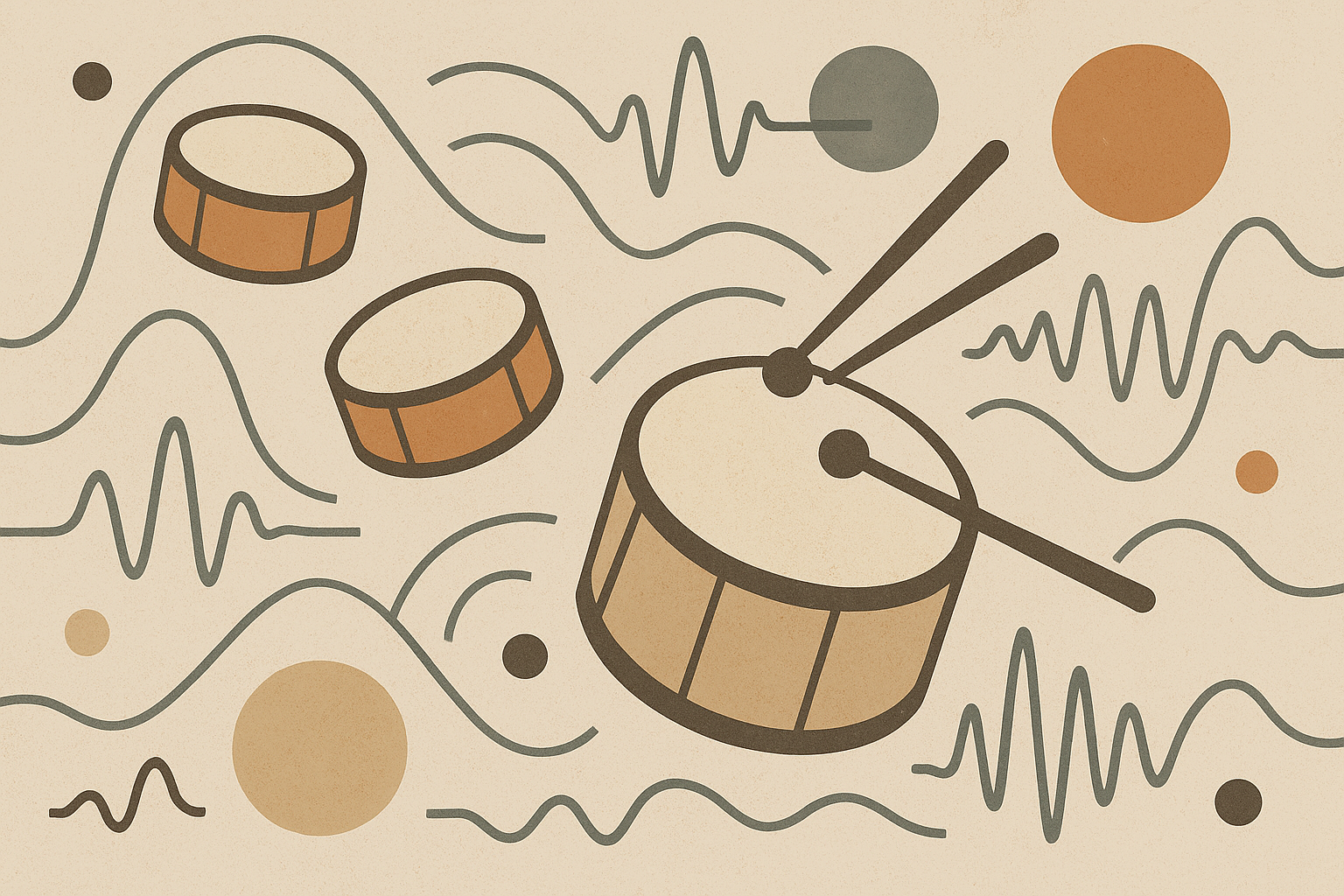 تصویر نمادین موسیقی و طبل