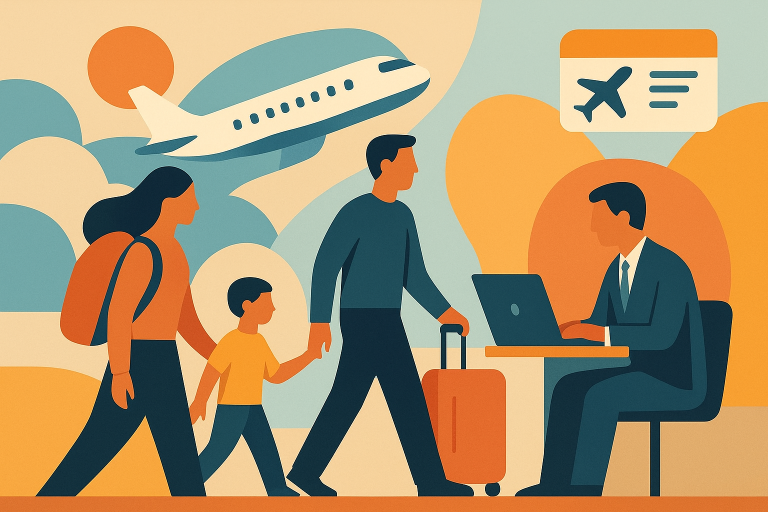 تصویر نمادین مسافرت کاری خانواده