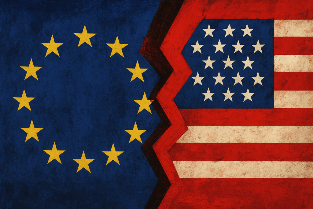 پرچم کشورهای اروپایی کنار پرچم ایالات متحده