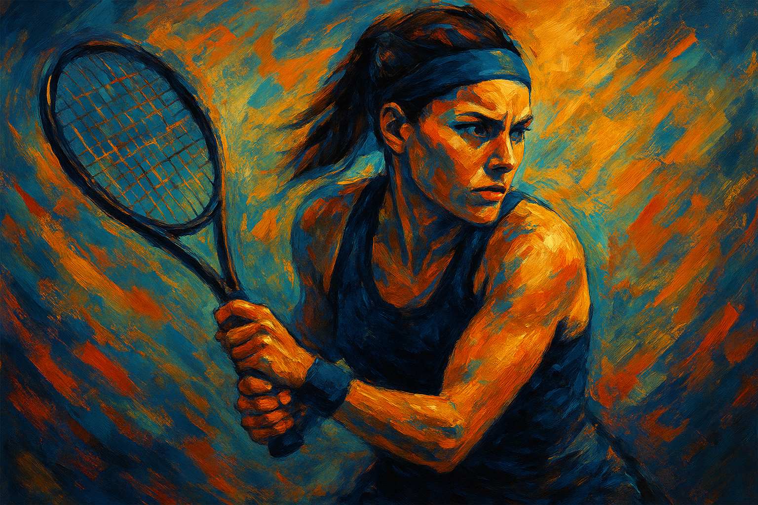 تنیسور زن در حال بازی روی زمین تنیس