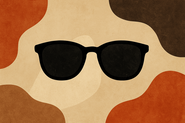 عینک آفتابی روی میز کنار دفتر کار