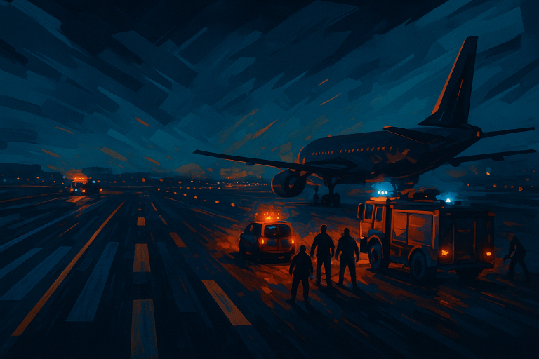 فرودگاه ملبورن در شب با نورپردازی