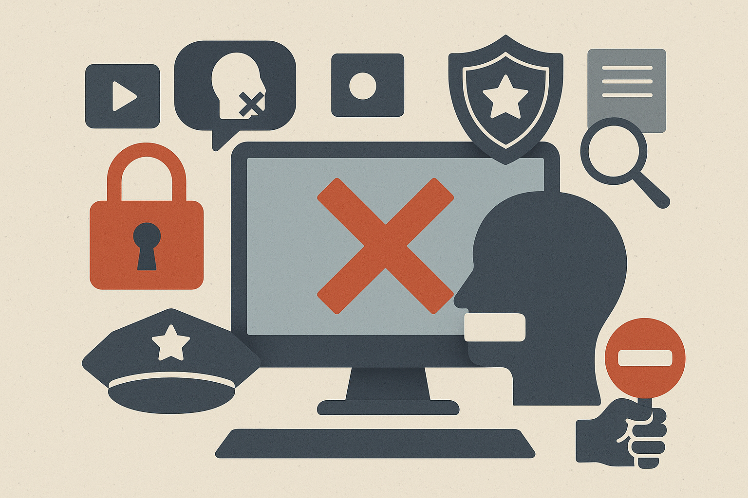 نمادی انتزاعی مرتبط با محدودیت فعالیت‌های آنلاین