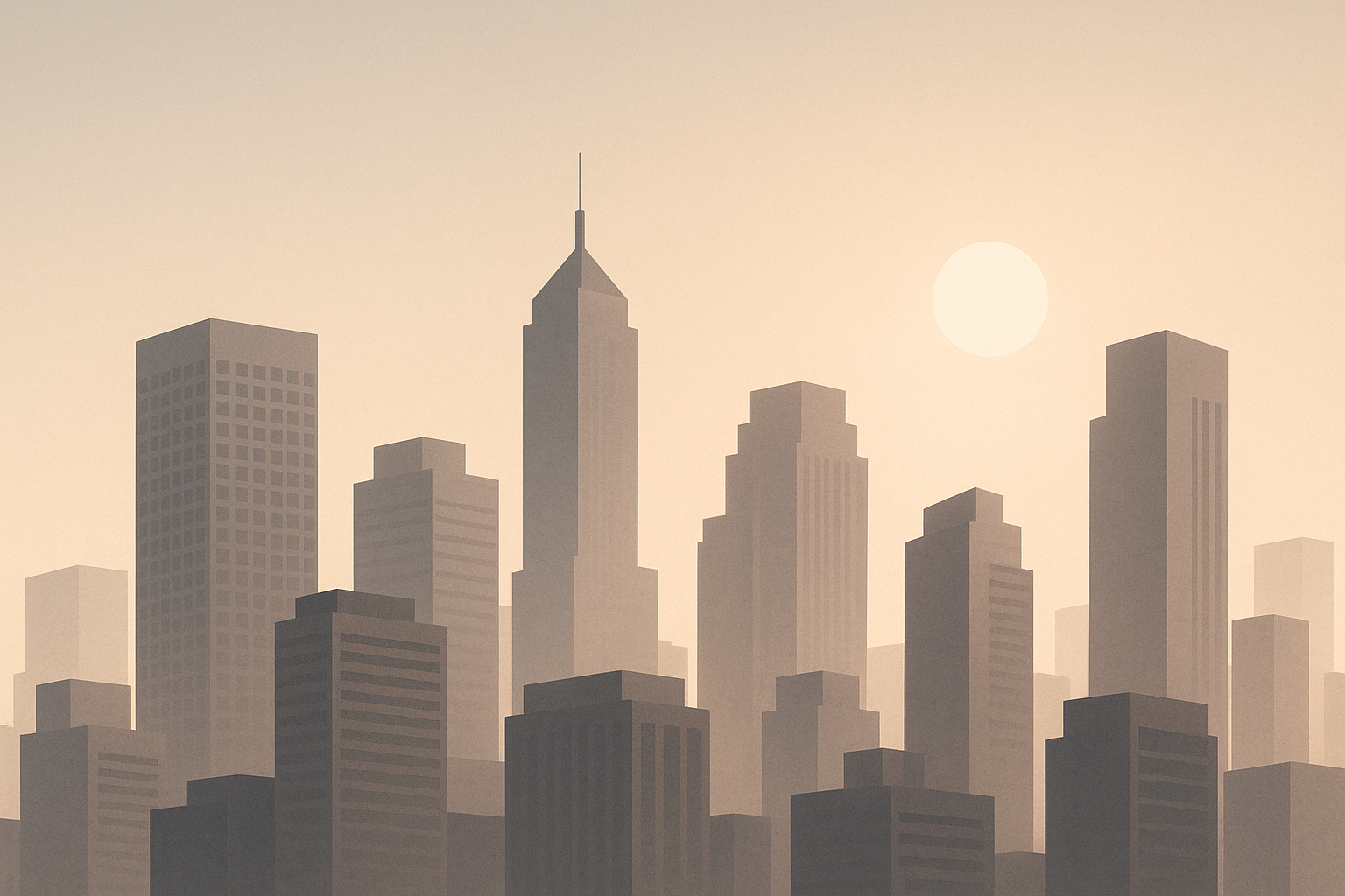 نمای کلی ساختمان‌های شهری مدرن با نورپردازی شبانه