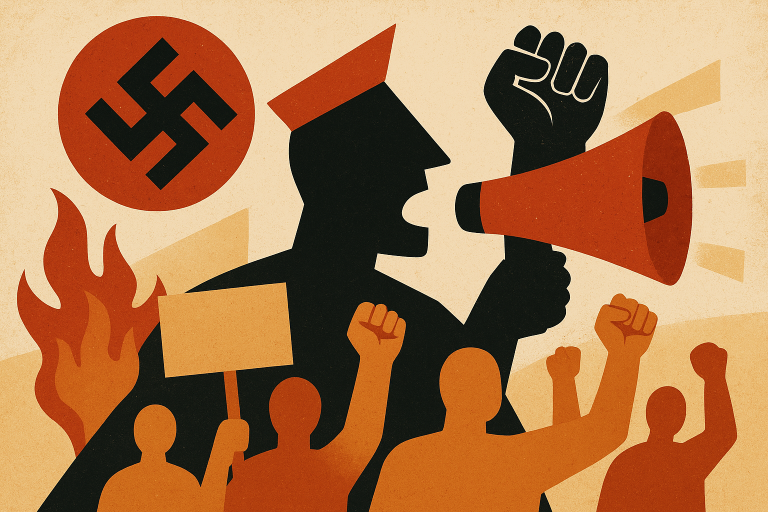 تصویر مفهومی نمادهای سیاسی انتقادآمیز بدون شخصیت قابل تشخیص