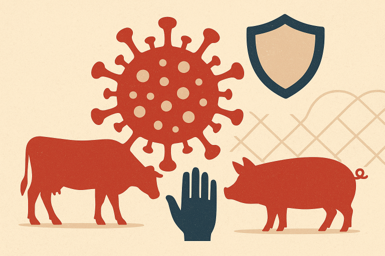 تصویر مفهومی بیماری ویروسی پوست توده‌ای گاو