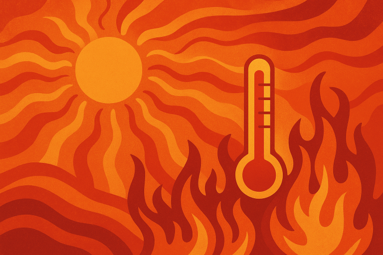 تصویر مفهومی موج گرما با رنگ‌های گرم