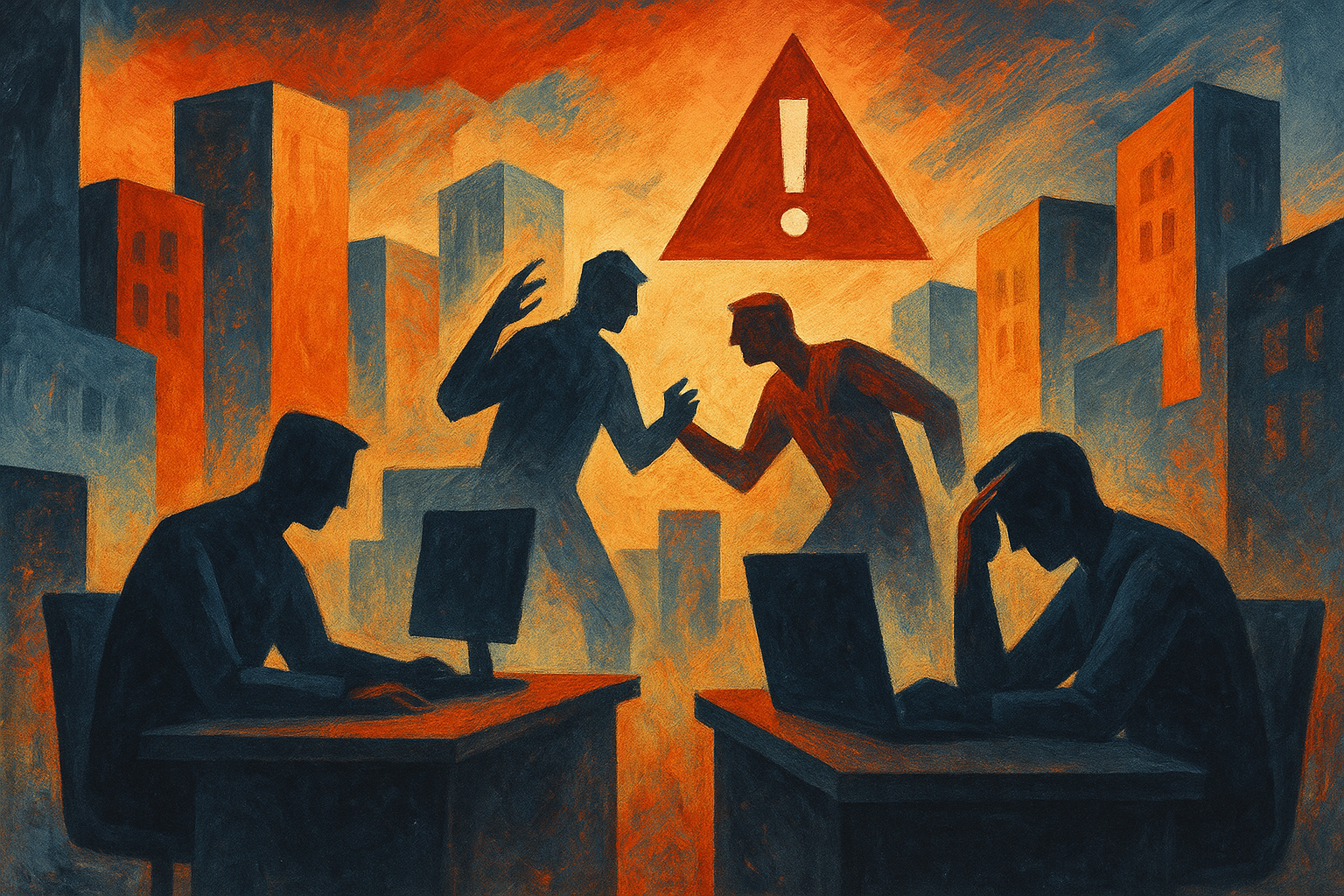 محیط اداری شهری با نور کم