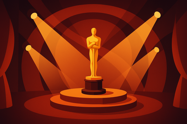 تصویری مفهومی از مراسم جوایز سینمایی با نورپردازی گرم