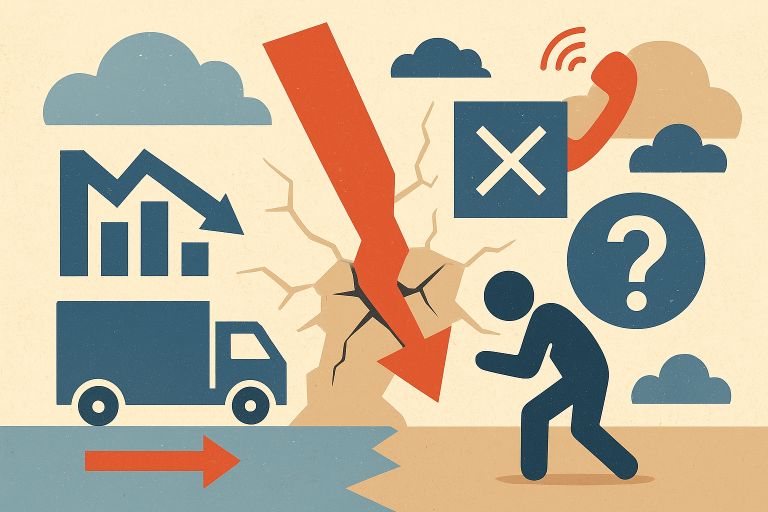 نمای نمادین توقف فعالیت یک شرکت حمل‌ونقل
