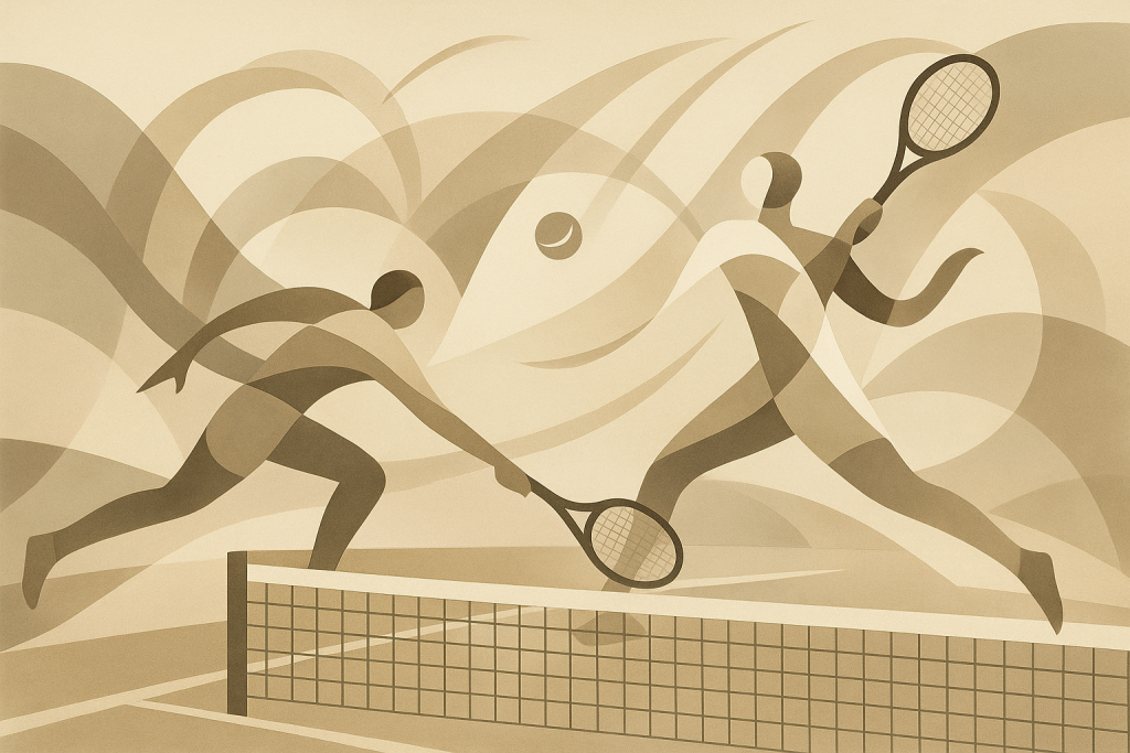 تصویری مفهومی از ورزش تنیس با نورپردازی ملایم
