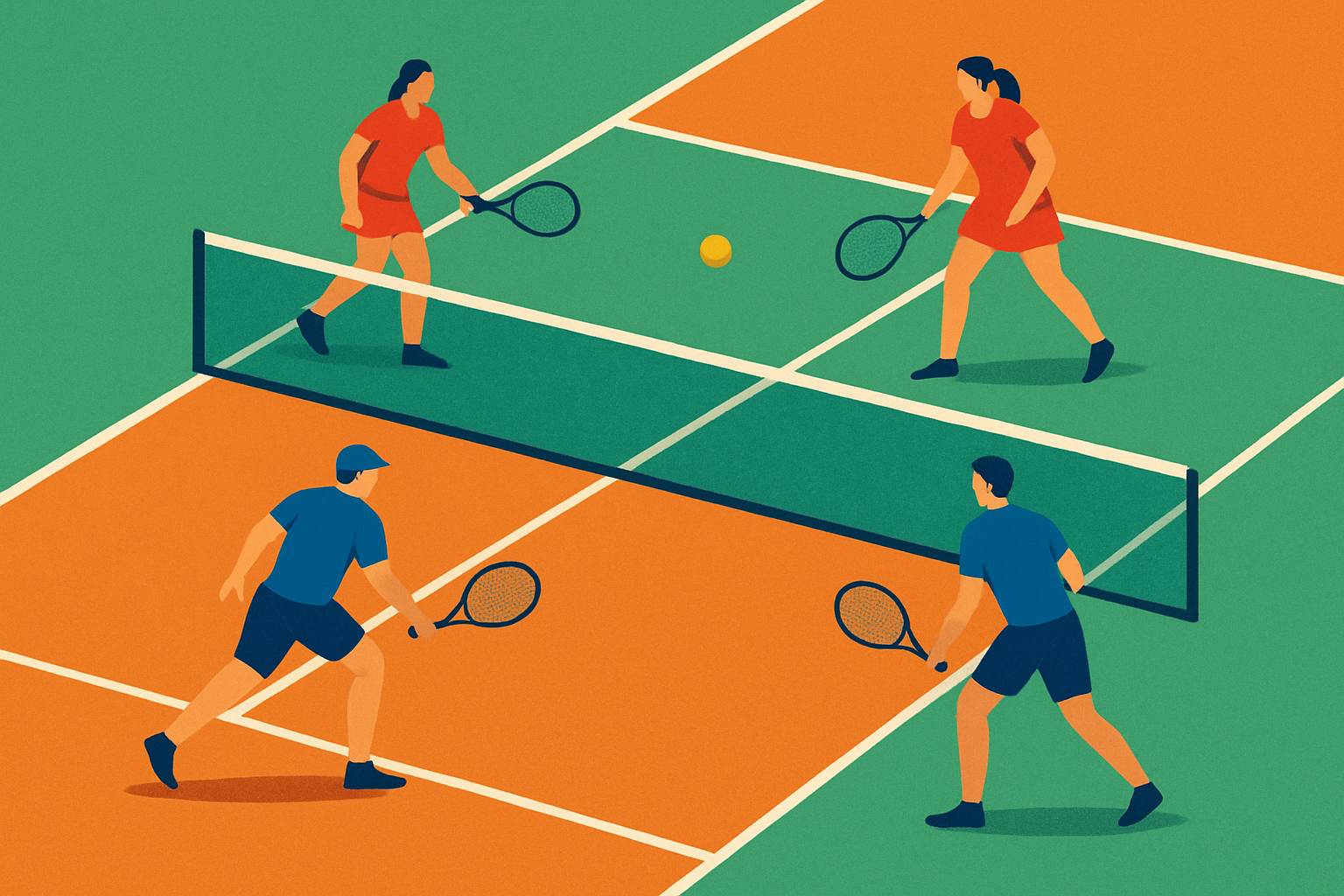 مسابقه تنیس دو نفره مردان در زمین تنیس