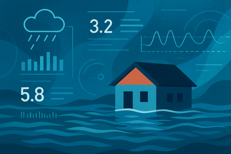 نمای هوایی مناطق سیلاب زده اطراف شهر کوچک