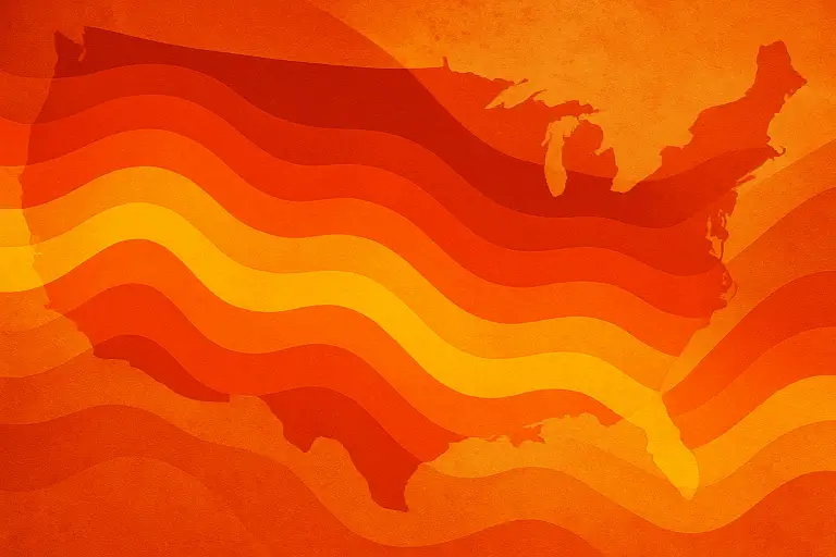 تصویر مفهومی موج گرما و نقشه دماهای زنده