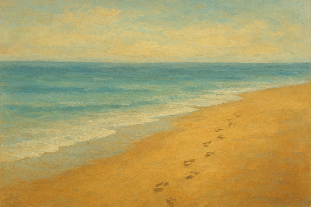 ساحل شرقی جزیره کی‌گاری با منظره‌ای آرام و طبیعی