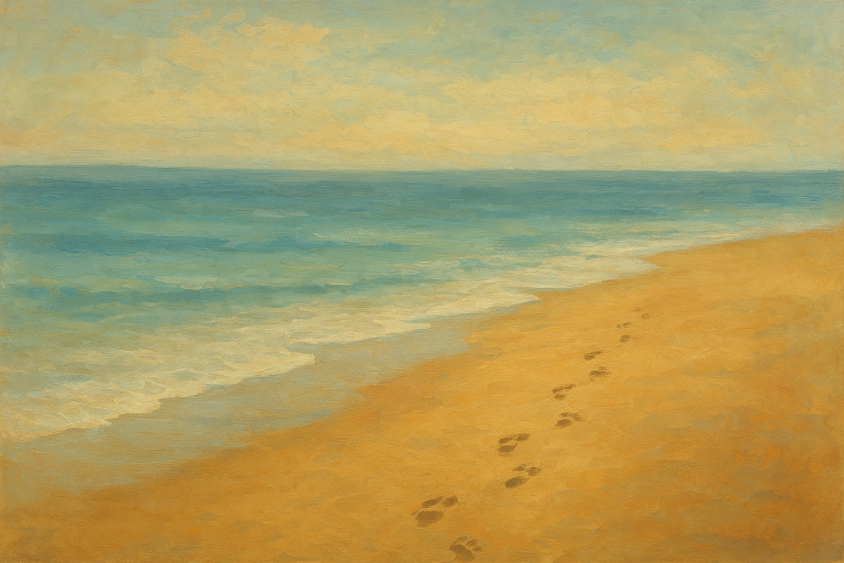 ساحل شرقی جزیره کی‌گاری با منظره‌ای آرام و طبیعی