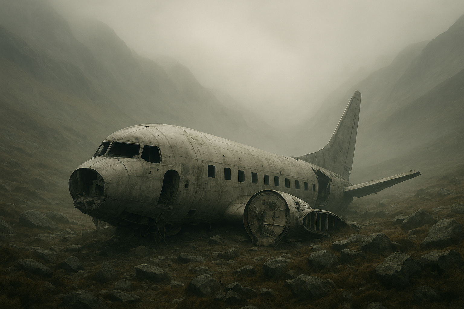 لاشه هواپیمای سقوط کرده در منطقه کوهستانی