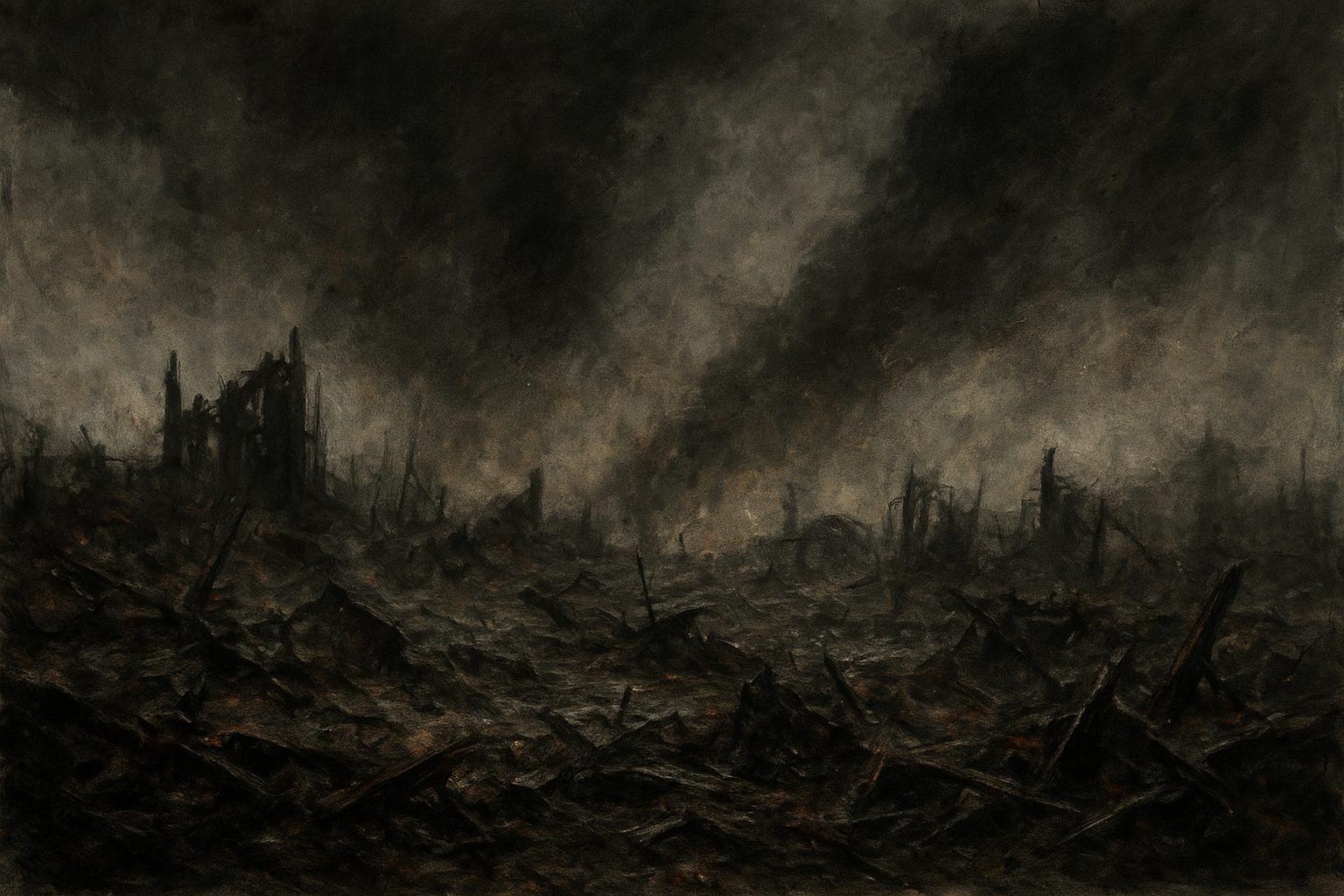 خرابه‌های خانه سوخته شده در هارکورت پس از آتش‌سوزی