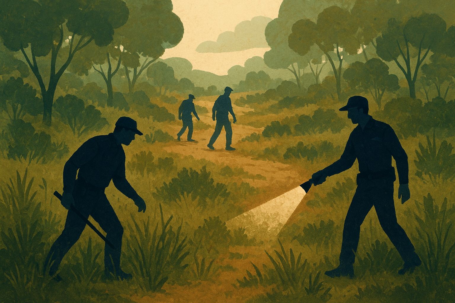 تصویر نمادین جستجوی پلیس در مناطق روستایی