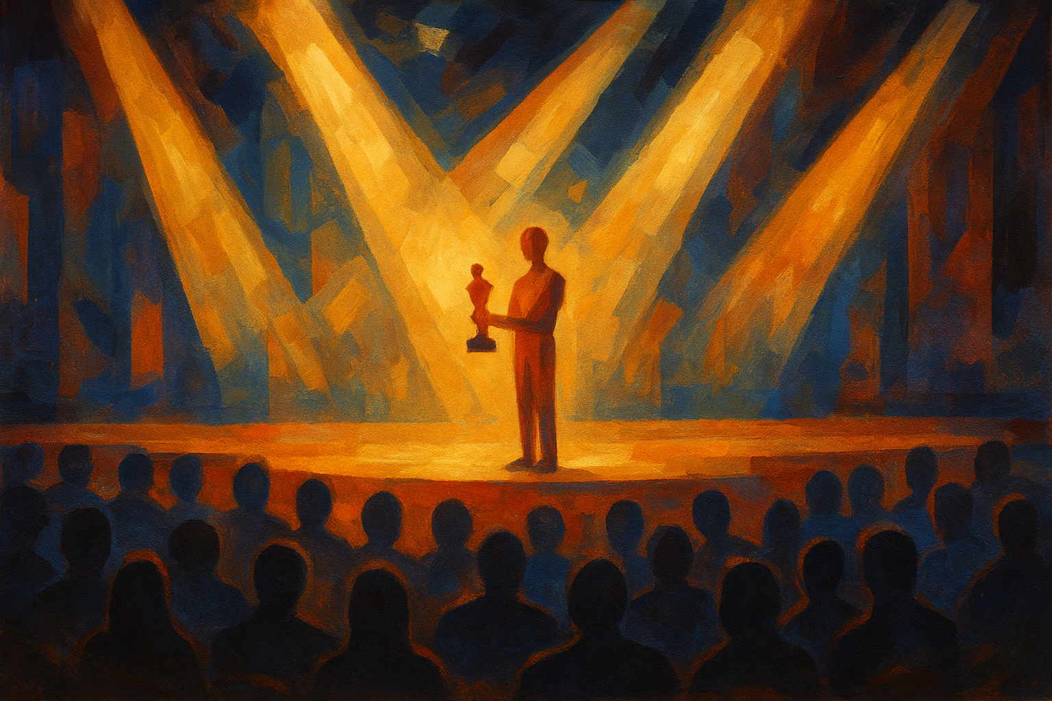 مراسم جوایز سینمایی با نورپردازی صحنه و تماشاگران