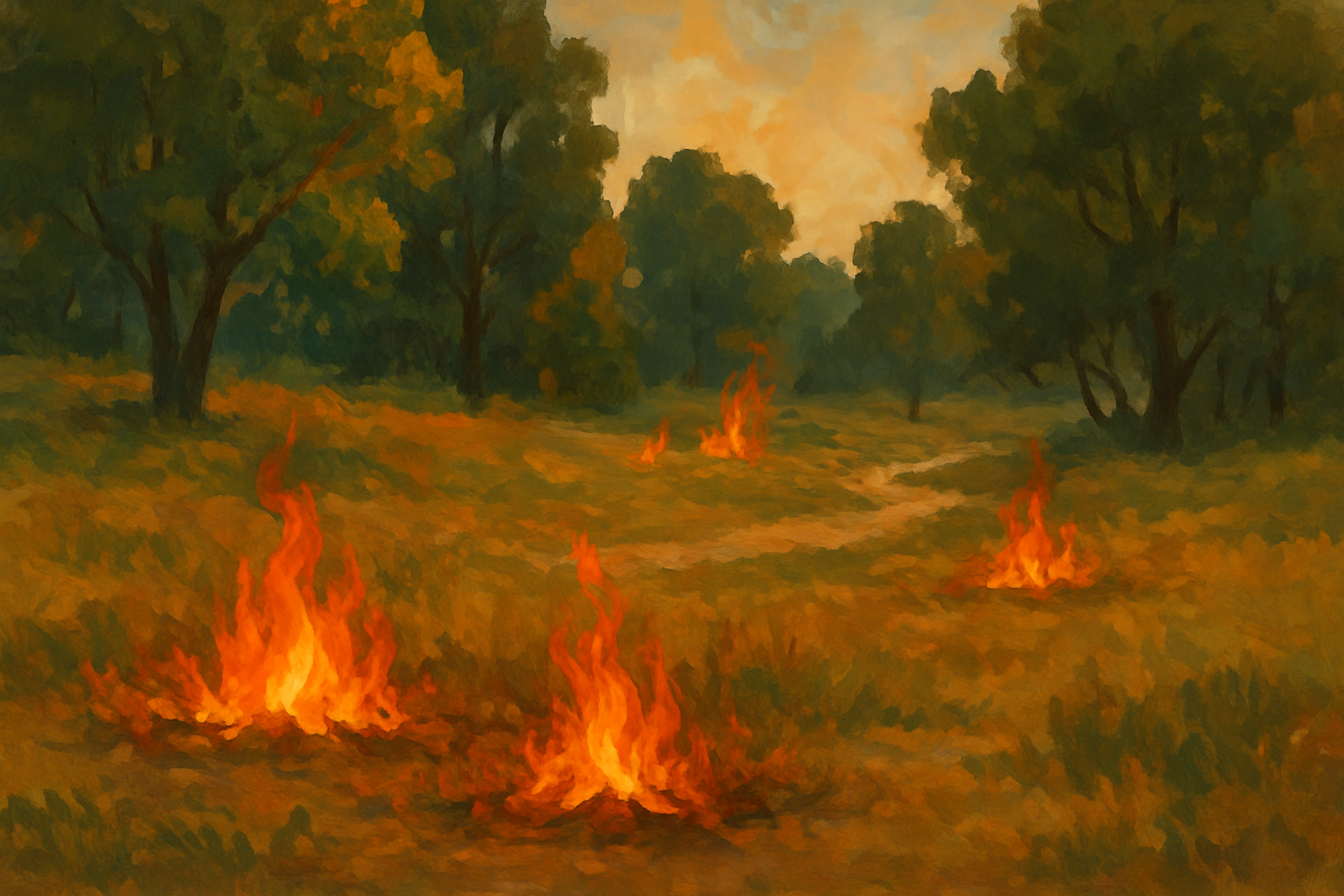 آتش کوچک در محیط جنگلی