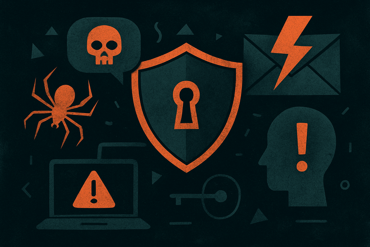 تصویری مفهومی از تهدیدات آنلاین با پس‌زمینه تاریک