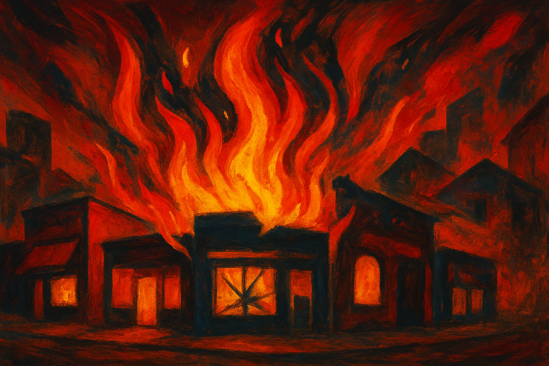 آتش‌سوزی مغازه‌ای تجاری