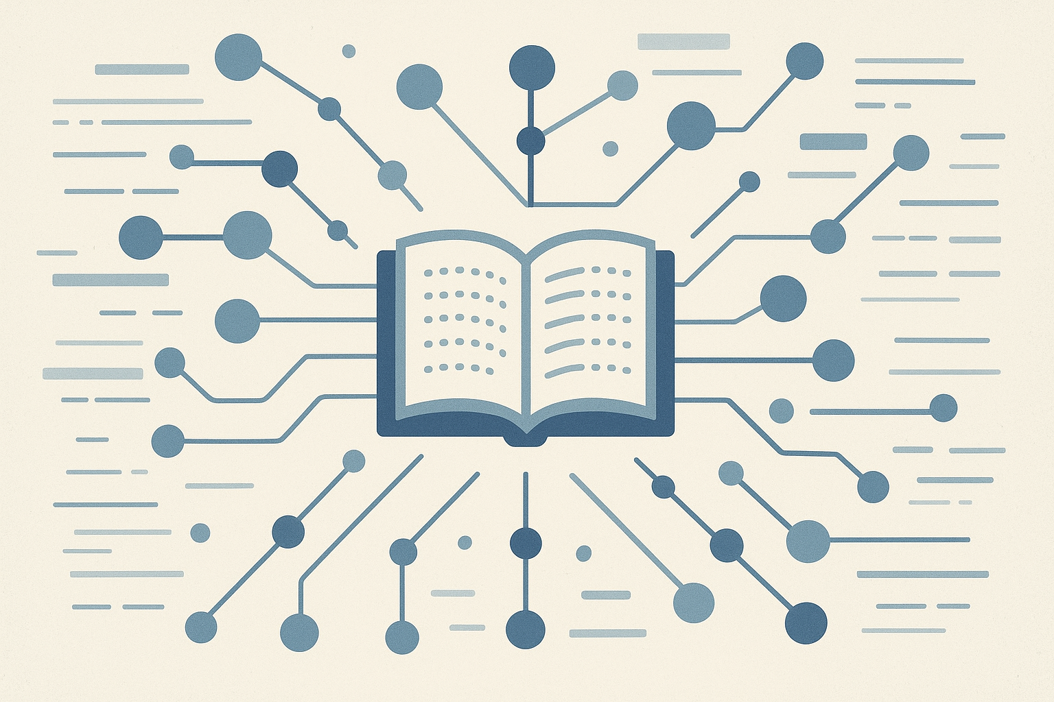 تصویری مفهومی از دانشنامه آنلاین با عناصر دیجیتال انتزاعی