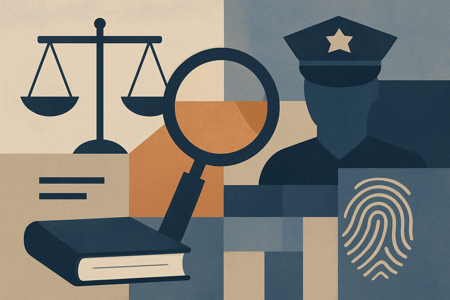 تصویر مفهومی عدالت و تحقیق پلیسی