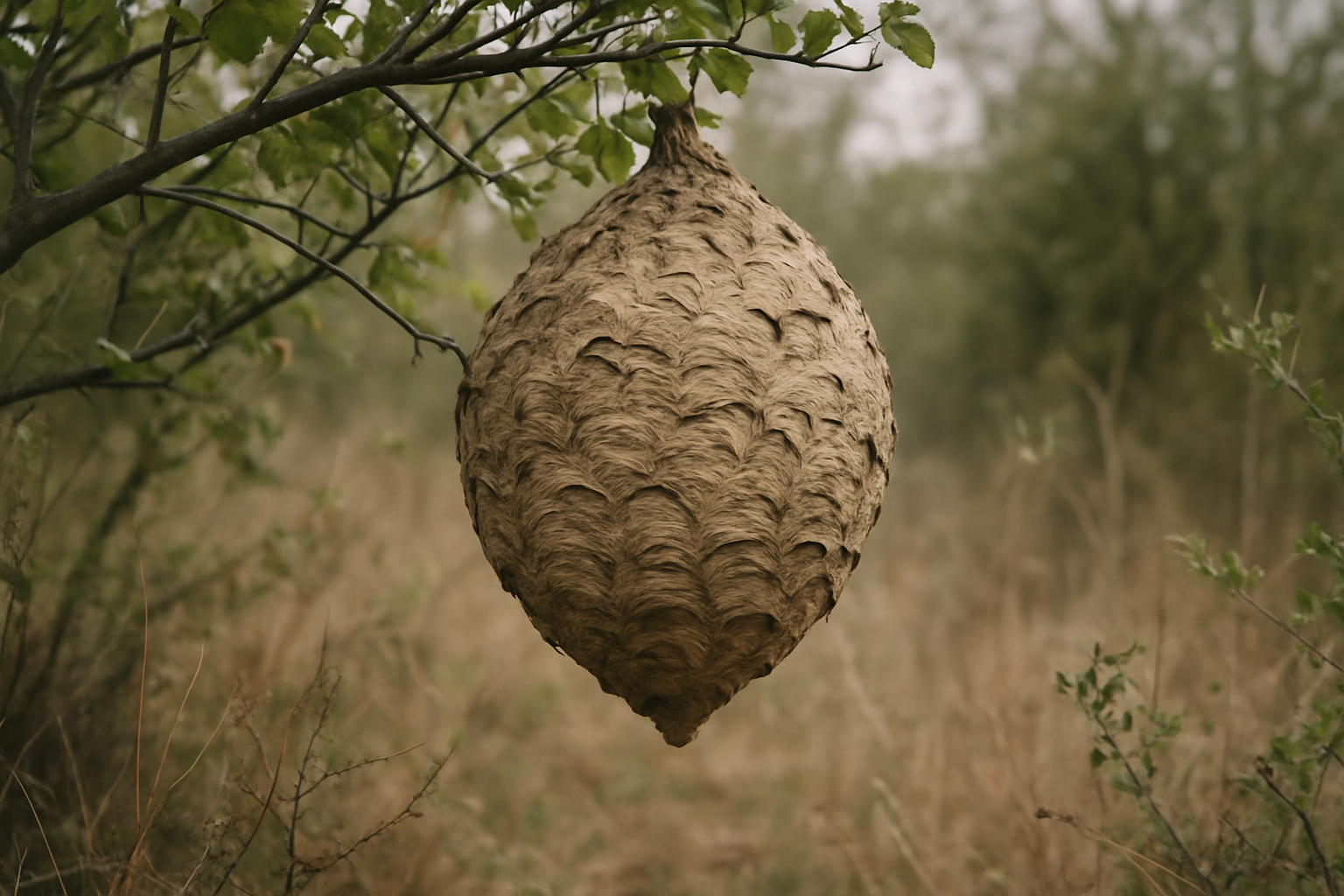 لانه بزرگ زنبور اروپایی در طبیعت اطراف شهری