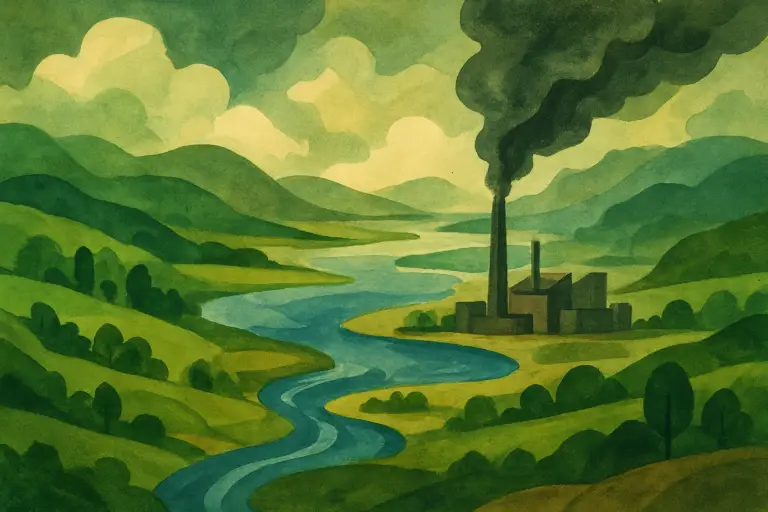 نمای کلی زمین وسیع با پوشش گیاهی طبیعی