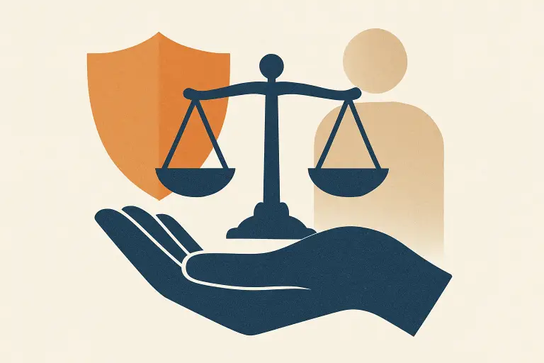 تصویر نمادین عدالت و حمایت حقوق بشر