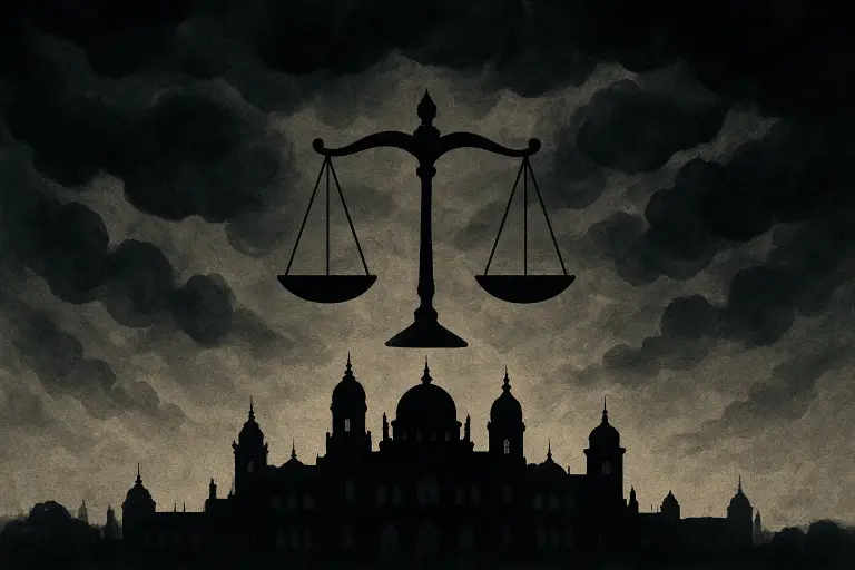 ساختمان پلیس با نورپردازی شبانه