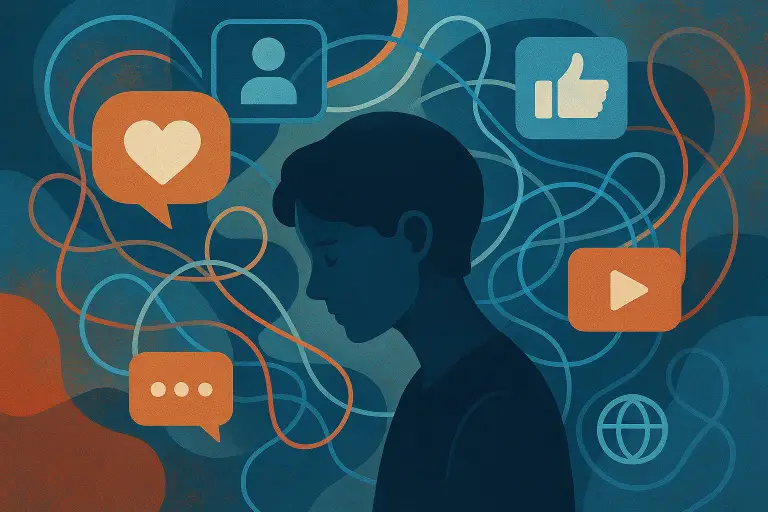 تصویر مفهومی شبکه‌های اجتماعی و نوجوانان