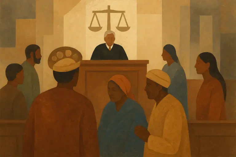 جلسه دادگاه با حضور بزرگان فرهنگی و اعضای جامعه بومی